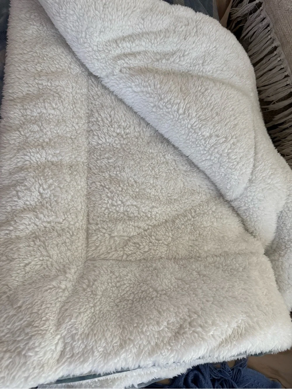 UGG Blue Plaid Oversized Sherpa Quilted Comforter Blanket 70x87